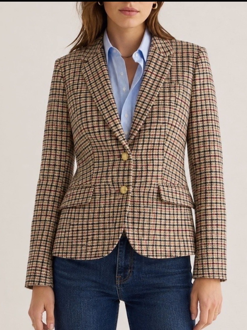 NWT J.Crew Factory Women’s Schoolboy Plaid Wool-Blend Houndstooth Blazer Size 4
